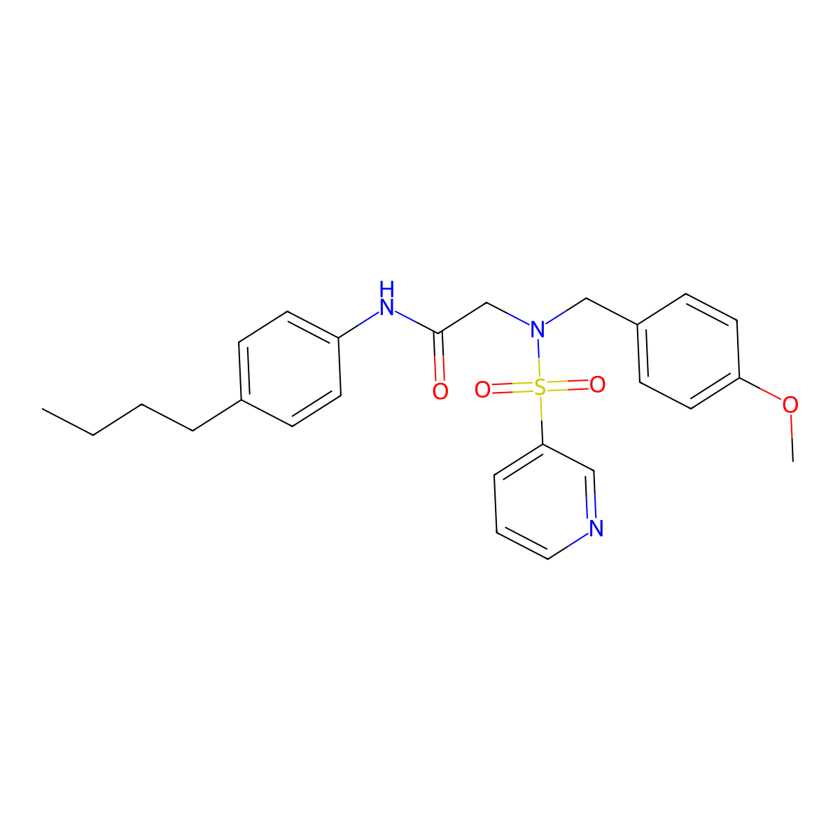N-(4-butylphenyl)-2-(N-(4-methoxybenzyl)pyridine-3-sulfonamido)acetamide molecular structure, CAS 1021054-73-8