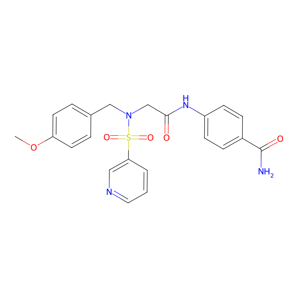 4-(2-(N-(4-methoxybenzyl)pyridine-3-sulfonamido)acetamido)benzamide molecular structure, CAS 1021054-77-2