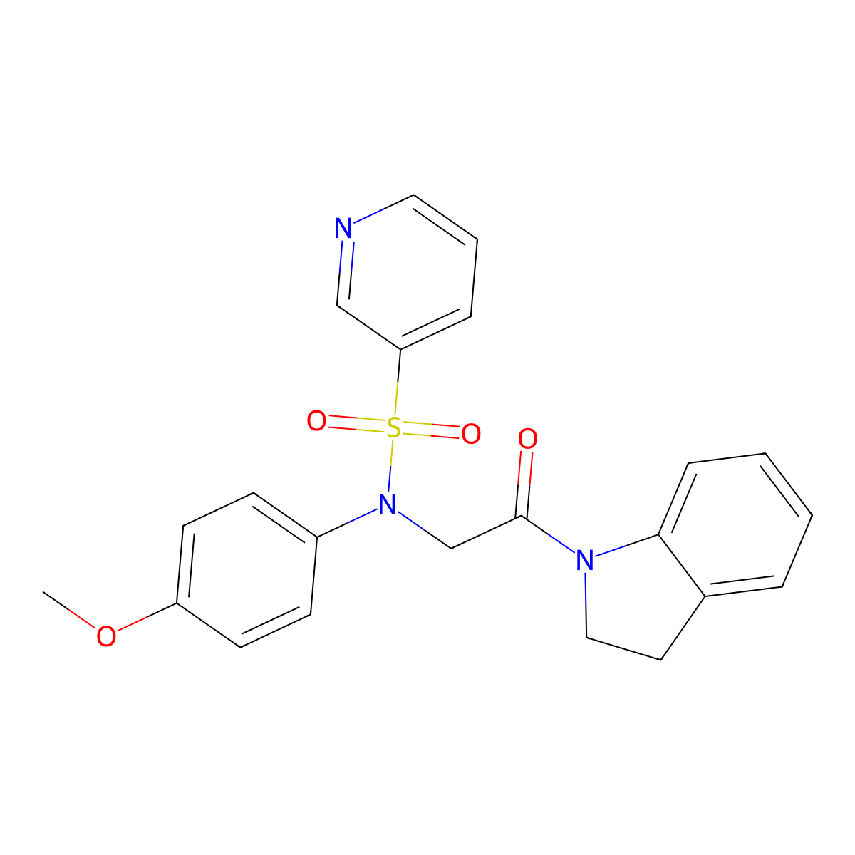 N-(2-(indolin-1-yl)-2-oxoethyl)-N-(4-methoxyphenyl)pyridine-3-sulfonamide molecular structure, CAS 1021054-84-1