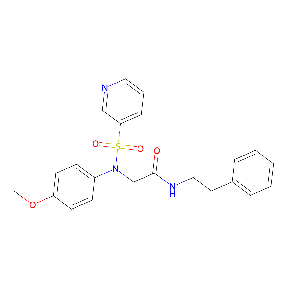 2-(N-(4-methoxyphenyl)pyridine-3-sulfonamido)-N-phenethylacetamide molecular structure, CAS 1021054-86-3
