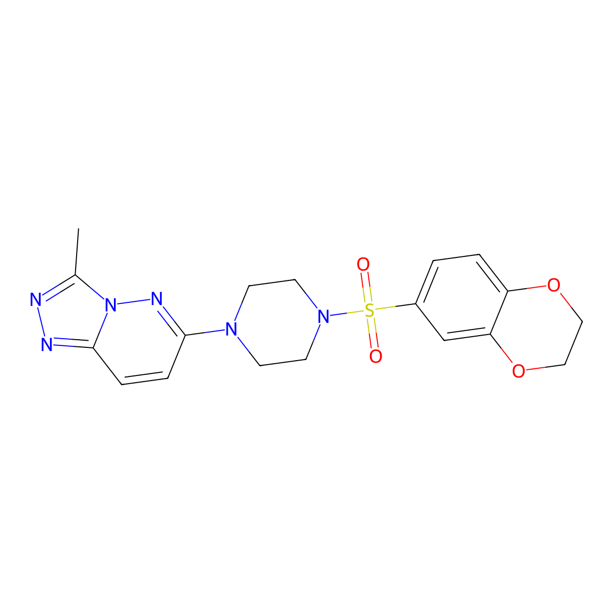 6-(4-((2,3-Dihydrobenzo[b][1,4]dioxin-6-yl)sulfonyl)piperazin-1-yl)-3-methyl-[1,2,4]triazolo[4,3-b]pyridazine molecular structure, CAS 1021055-33-3