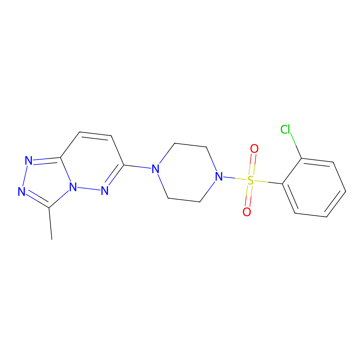 6-(4-((2-Chlorophenyl)sulfonyl)piperazin-1-yl)-3-methyl-[1,2,4]triazolo[4,3-b]pyridazine molecular structure, CAS 1021055-45-7