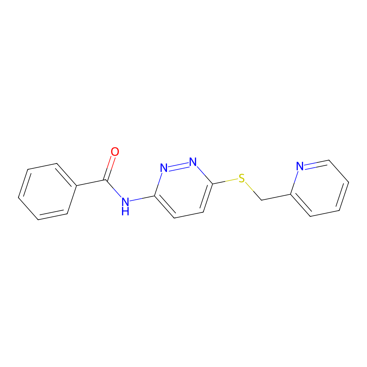 N-(6-((pyridin-2-ylmethyl)thio)pyridazin-3-yl)benzamide molecular structure, CAS 1021055-72-0