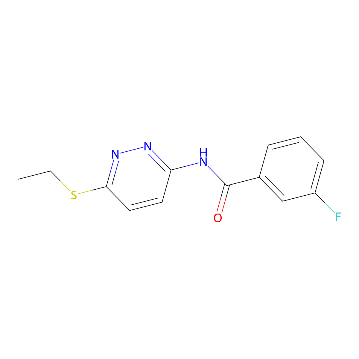 N-(6-(ethylthio)pyridazin-3-yl)-3-fluorobenzamide molecular structure, CAS 1021055-84-4