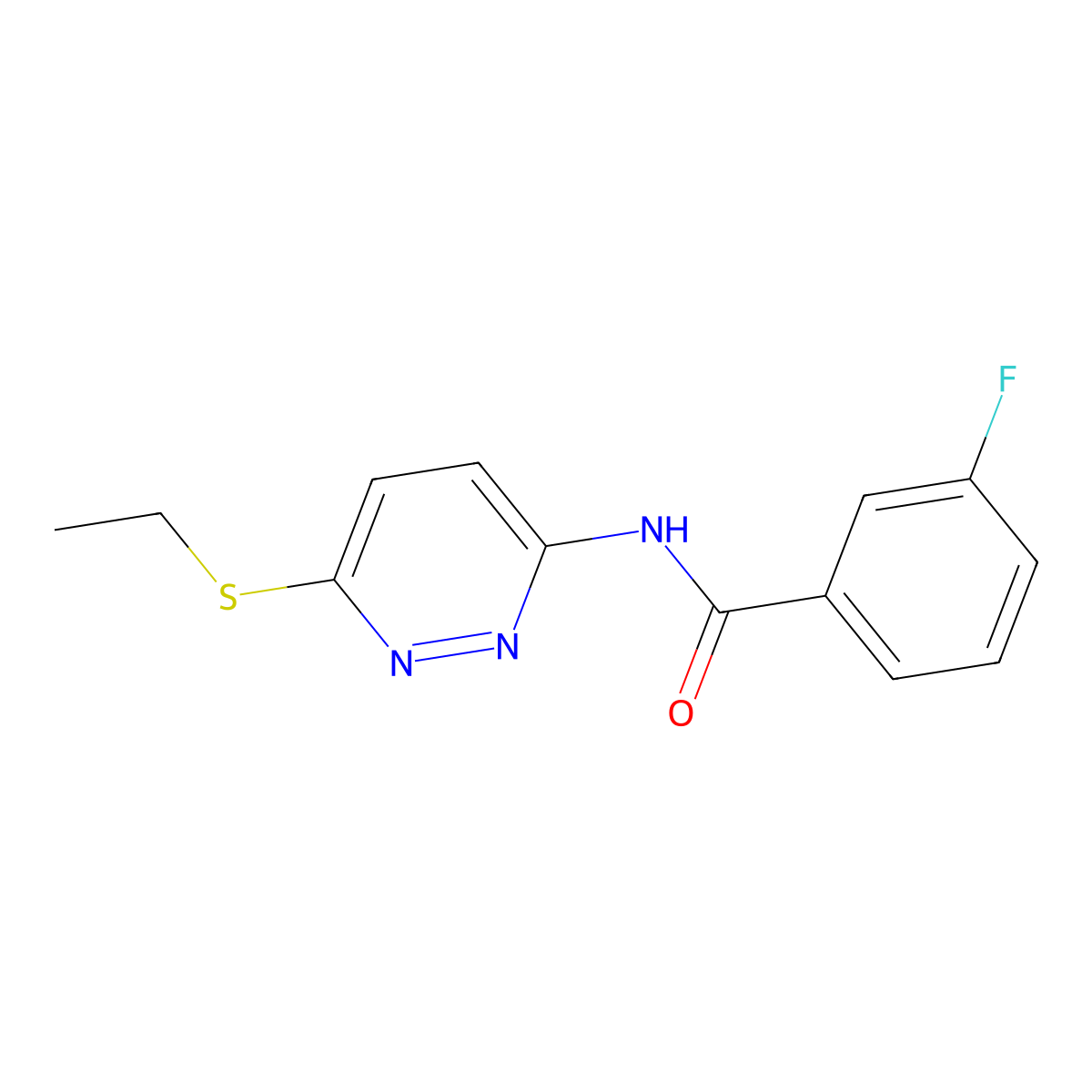 N-(6-(ethylthio)pyridazin-3-yl)-3-fluorobenzamide molecular structure, CAS 1021055-84-4