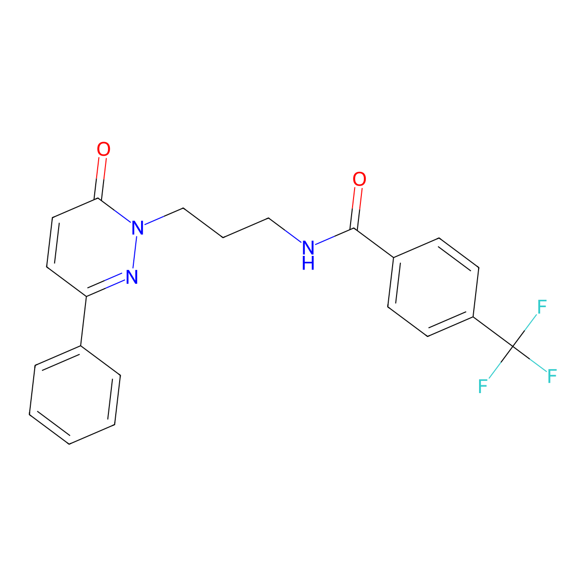 N-(3-(6-oxo-3-phenylpyridazin-1(6H)-yl)propyl)-4-(trifluoromethyl)benzamide molecular structure, CAS 1021056-28-9