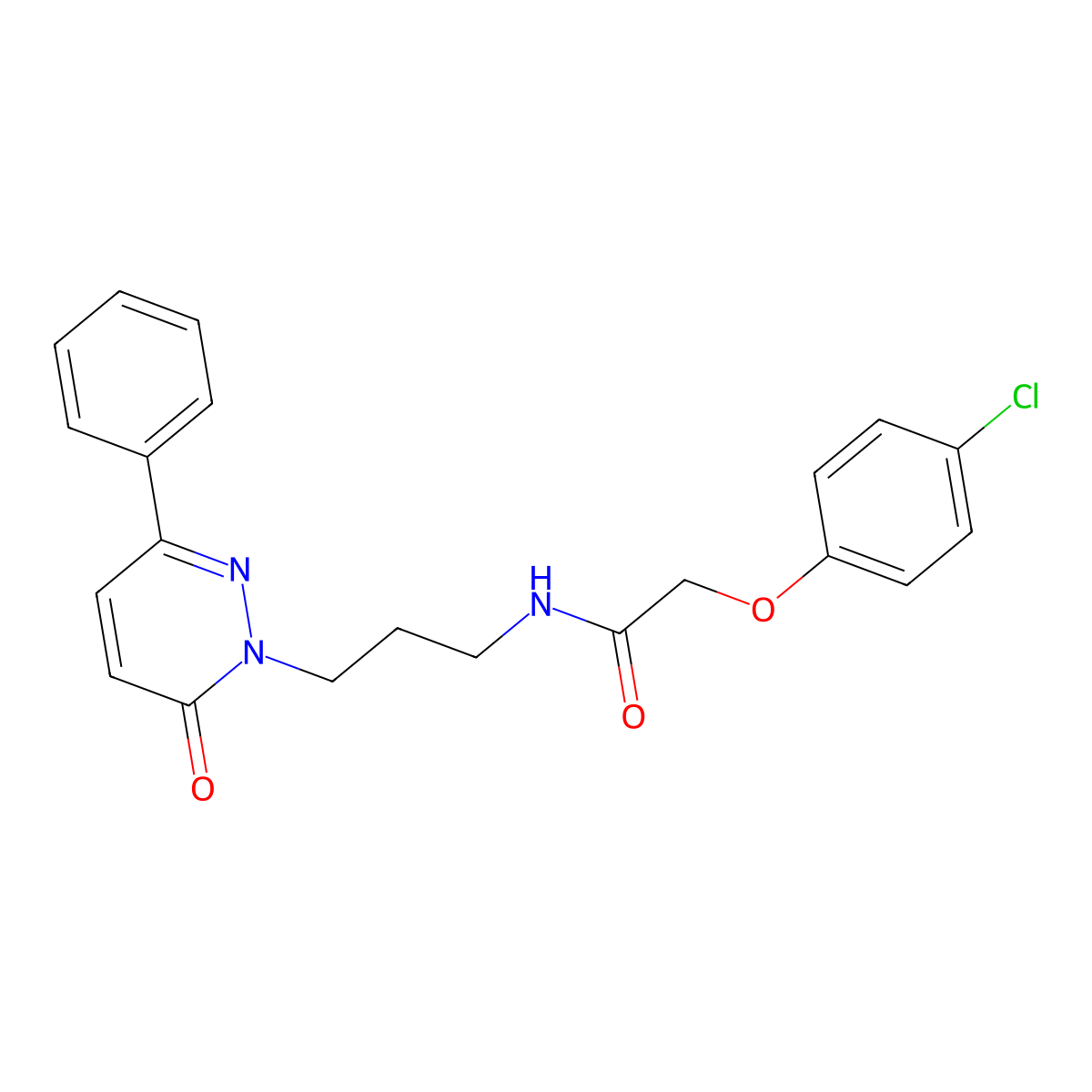 2-(4-chlorophenoxy)-N-(3-(6-oxo-3-phenylpyridazin-1(6H)-yl)propyl)acetamide molecular structure, CAS 1021056-37-0