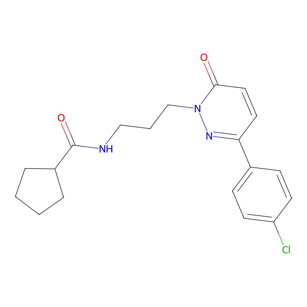 N-(3-(3-(4-chlorophenyl)-6-oxopyridazin-1(6H)-yl)propyl)cyclopentanecarboxamide molecular structure, CAS 1021056-43-8
