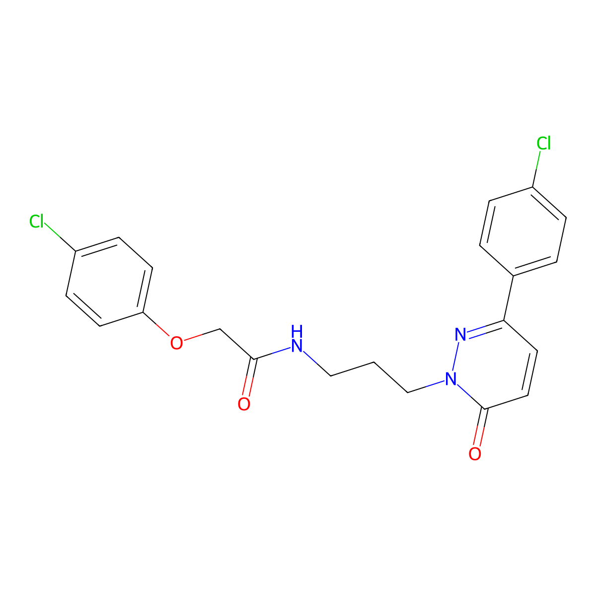 2-(4-chlorophenoxy)-N-(3-(3-(4-chlorophenyl)-6-oxopyridazin-1(6H)-yl)propyl)acetamide molecular structure, CAS 1021056-47-2