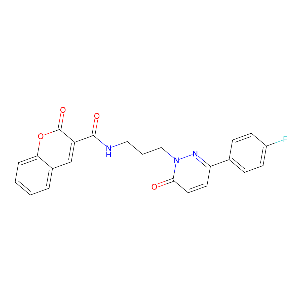 N-(3-(3-(4-fluorophenyl)-6-oxopyridazin-1(6H)-yl)propyl)-2-oxo-2H-chromene-3-carboxamide molecular structure, CAS 1021056-53-0