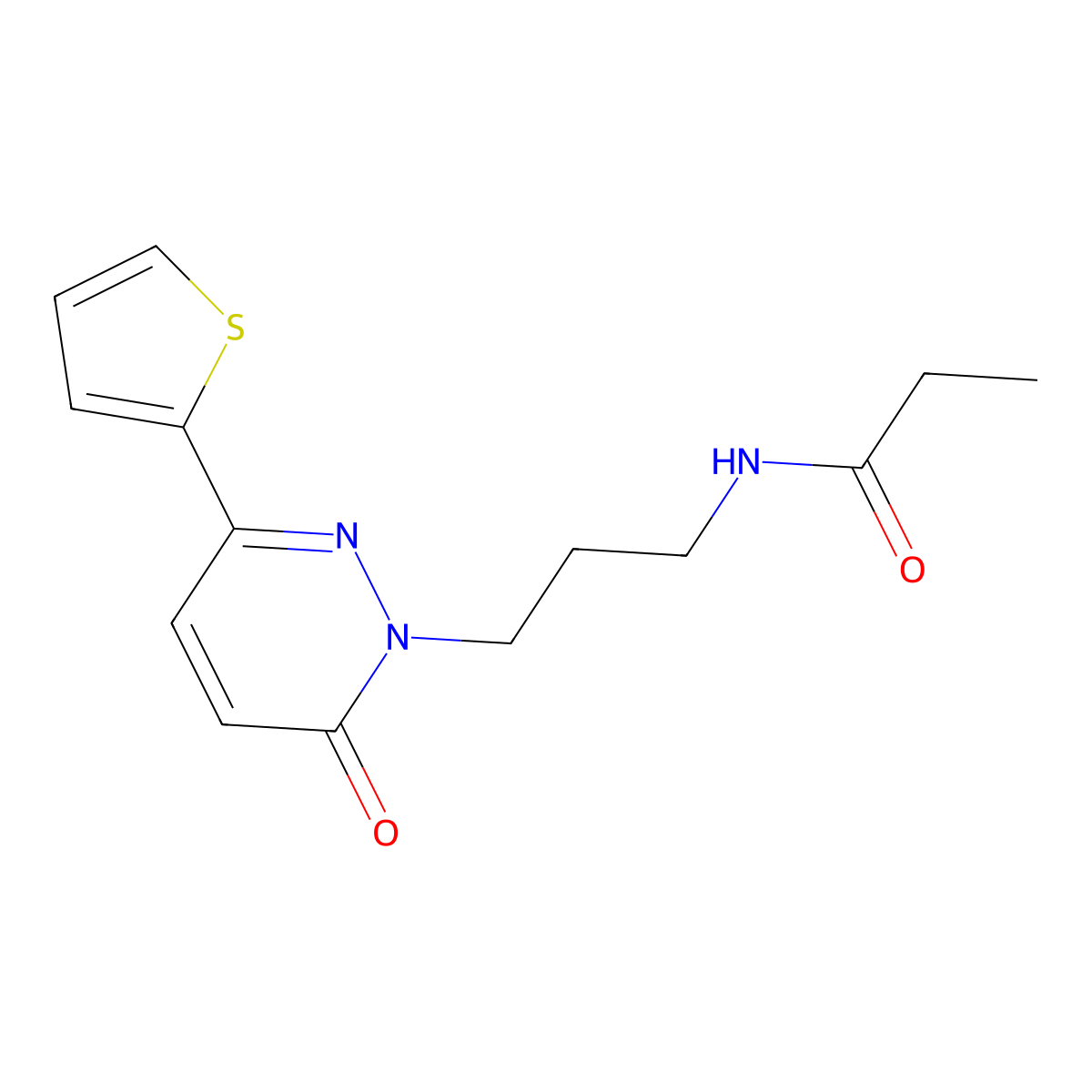 N-(3-(6-oxo-3-(thiophen-2-yl)pyridazin-1(6H)-yl)propyl)propionamide molecular structure, CAS 1021056-56-3