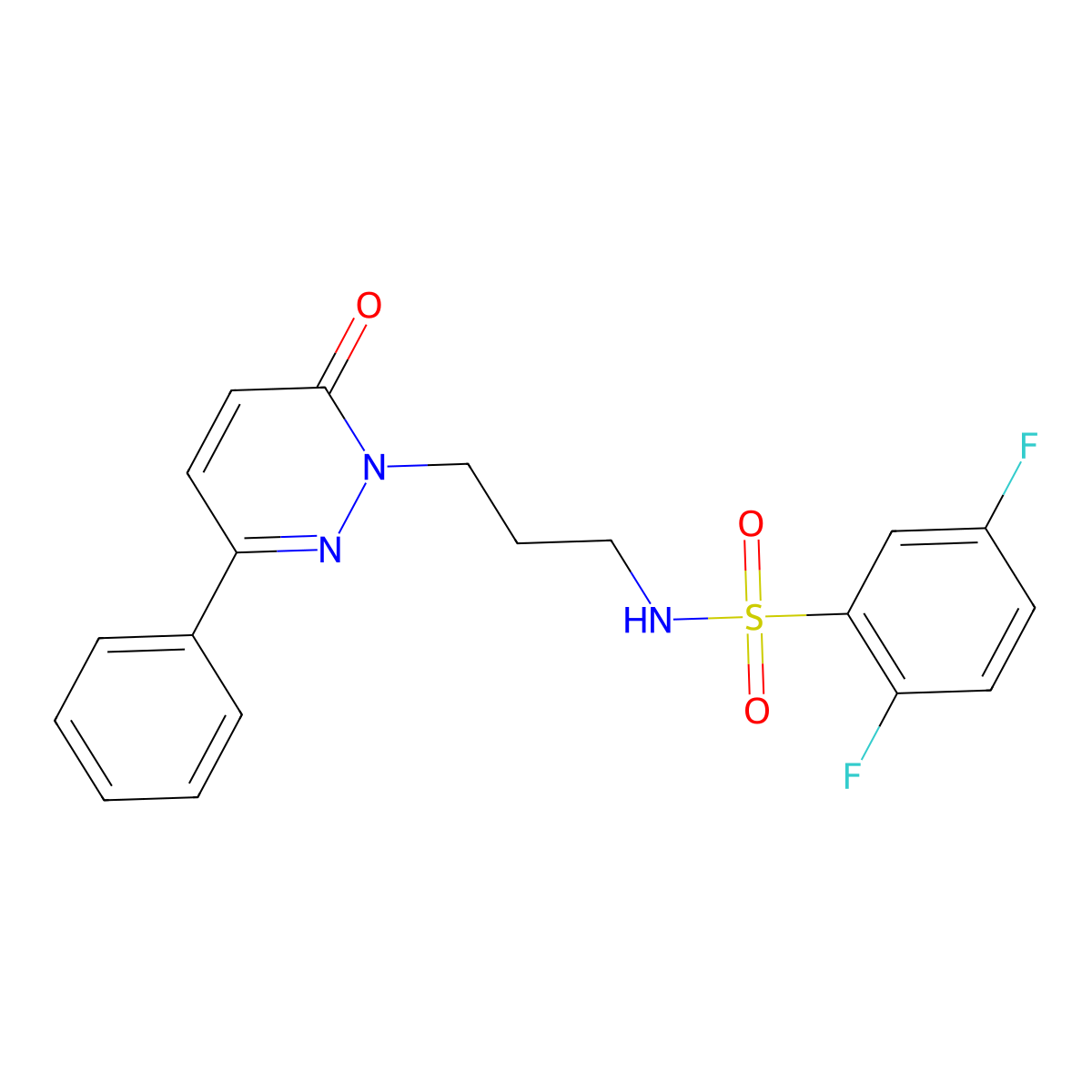 2,5-difluoro-N-(3-(6-oxo-3-phenylpyridazin-1(6H)-yl)propyl)benzenesulfonamide molecular structure, CAS 1021056-65-4