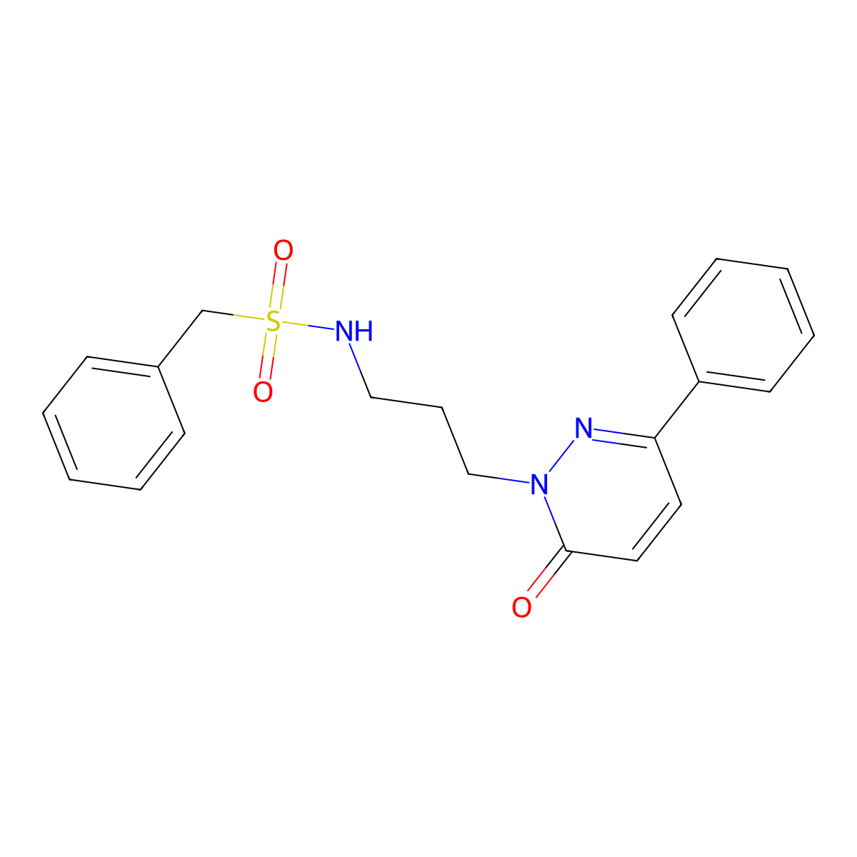 N-(3-(6-oxo-3-phenylpyridazin-1(6H)-yl)propyl)-1-phenylmethanesulfonamide molecular structure, CAS 1021056-71-2