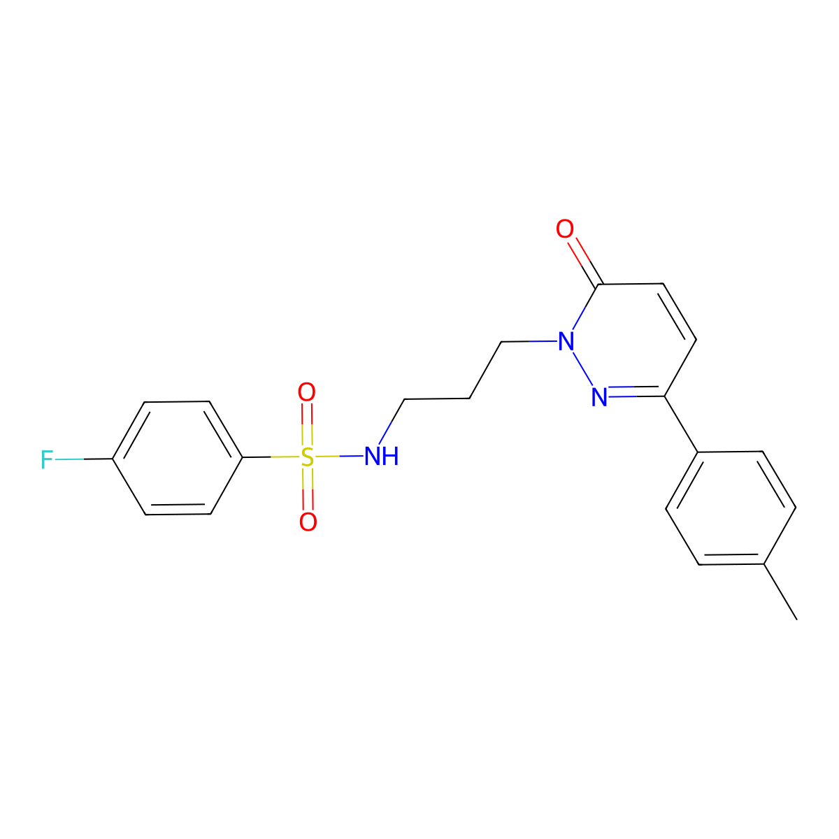4-fluoro-N-(3-(6-oxo-3-(p-tolyl)pyridazin-1(6H)-yl)propyl)benzenesulfonamide molecular structure, CAS 1021056-74-5