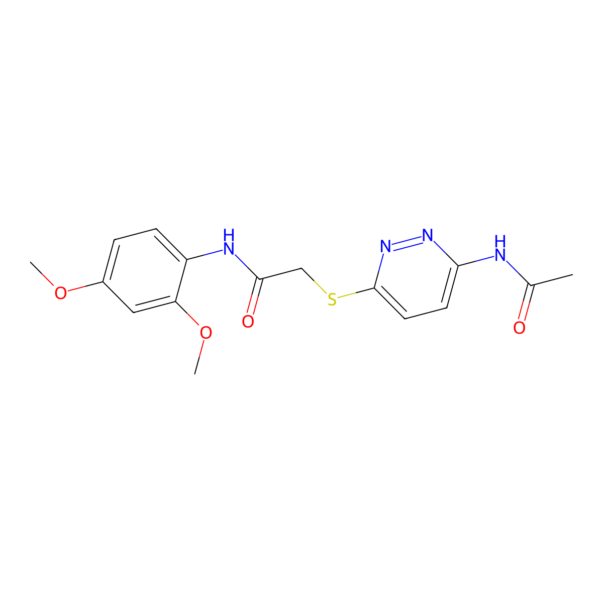 2-((6-acetamidopyridazin-3-yl)thio)-N-(2,4-dimethoxyphenyl)acetamide molecular structure, CAS 1021056-89-2