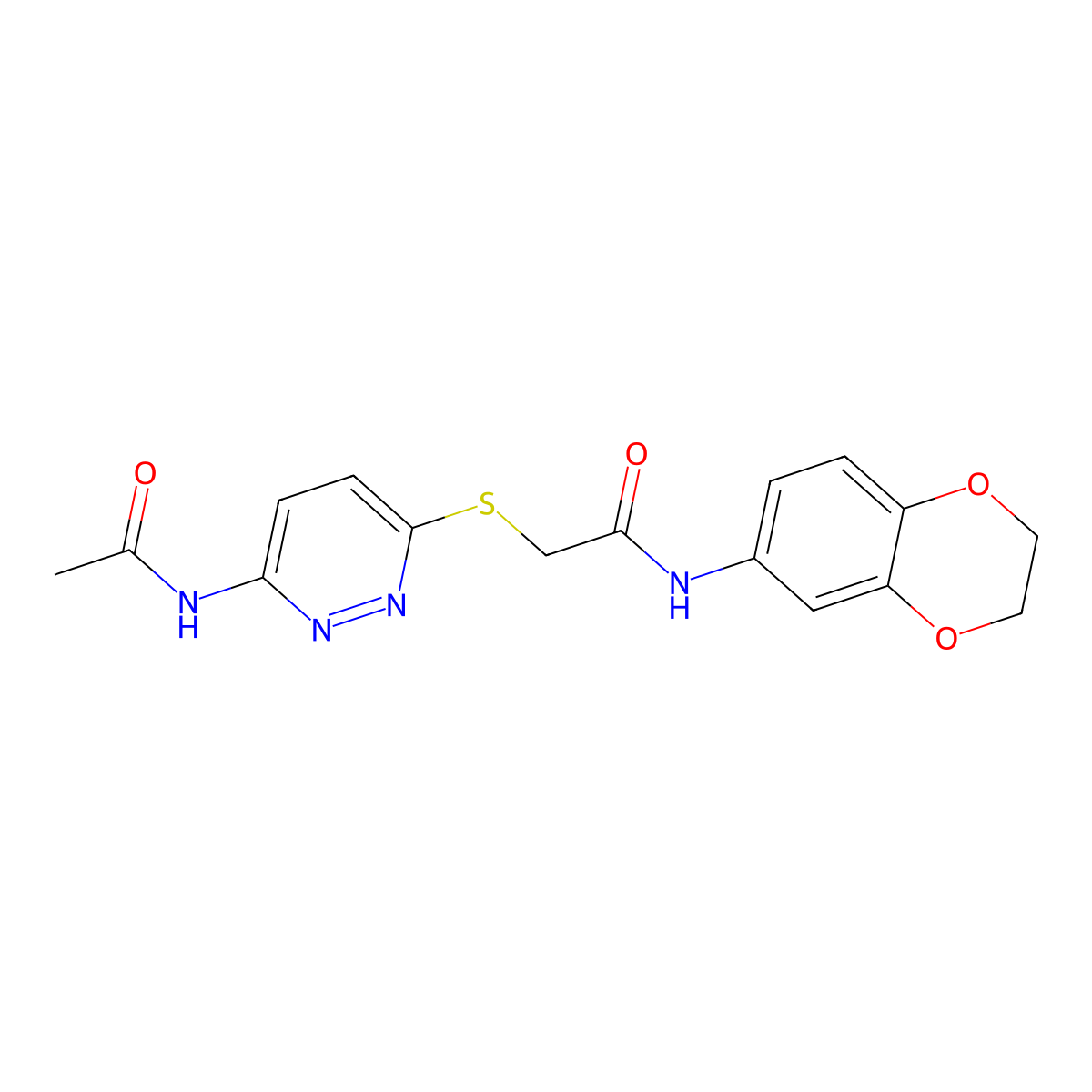 2-((6-acetamidopyridazin-3-yl)thio)-N-(2,3-dihydrobenzo[b][1,4]dioxin-6-yl)acetamide molecular structure, CAS 1021056-90-5