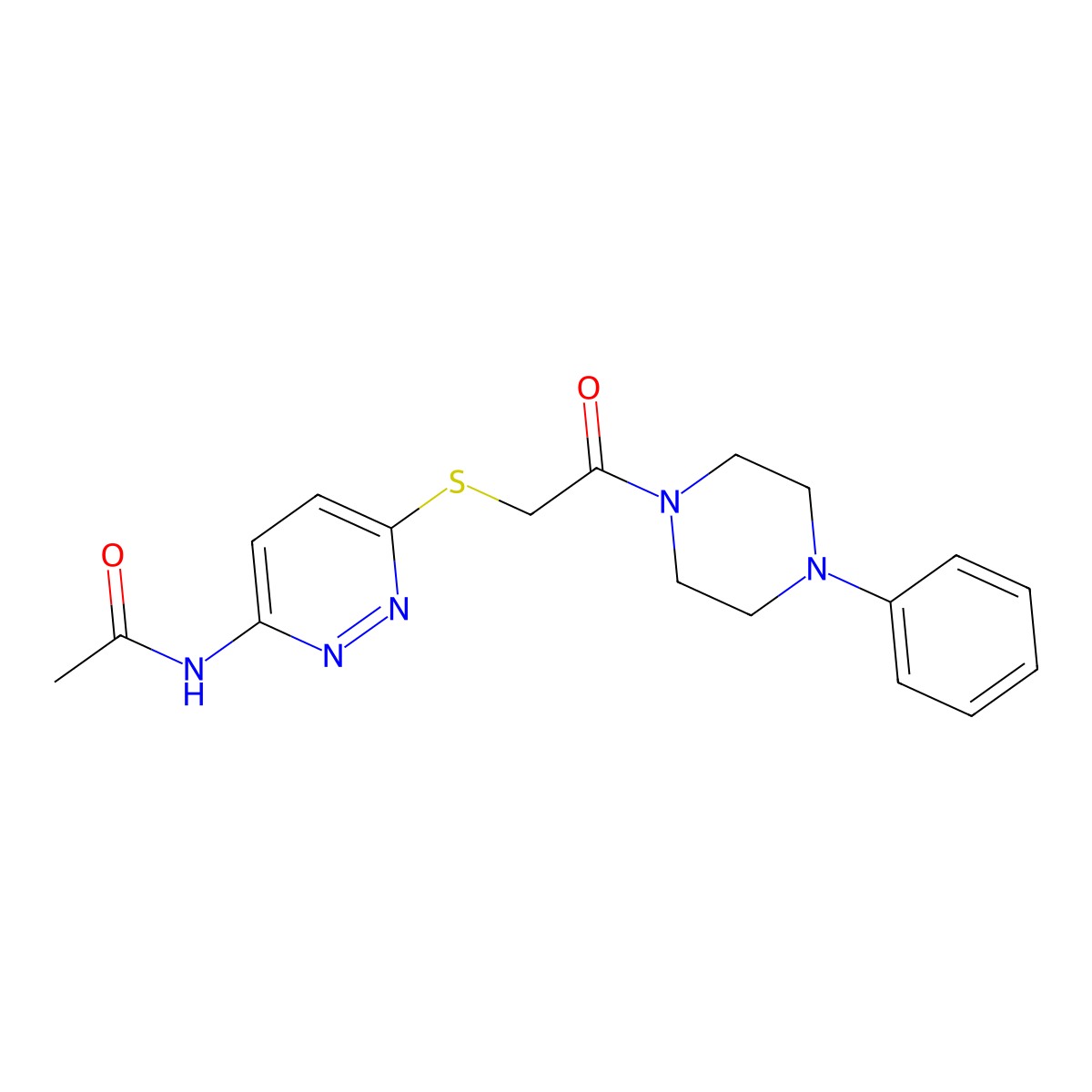 N-(6-((2-oxo-2-(4-phenylpiperazin-1-yl)ethyl)thio)pyridazin-3-yl)acetamide molecular structure, CAS 1021056-93-8