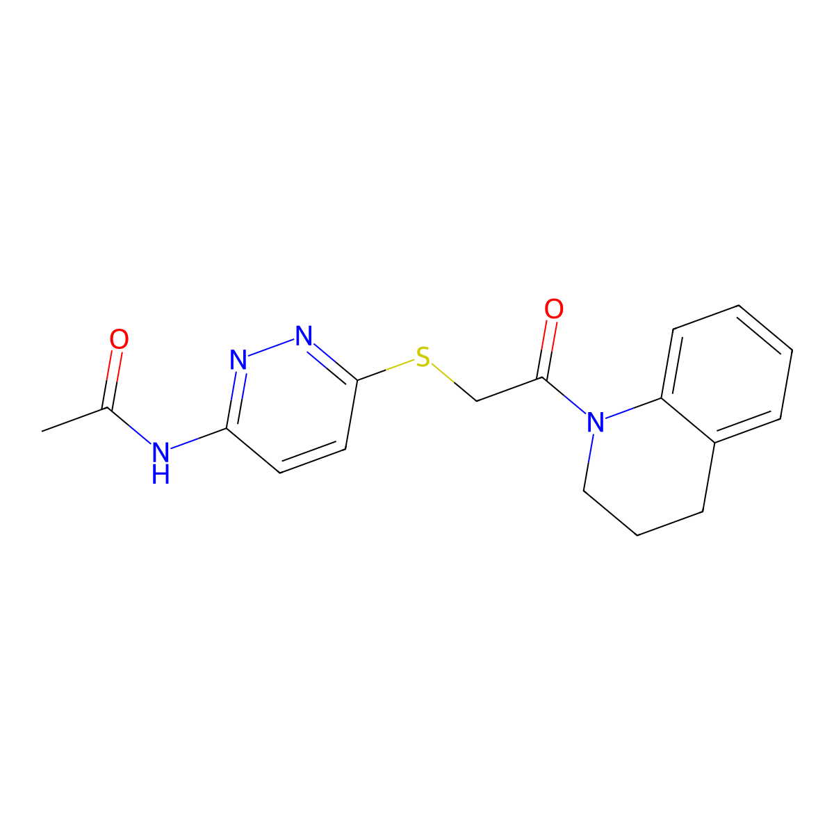 N-(6-((2-(3,4-dihydroquinolin-1(2H)-yl)-2-oxoethyl)thio)pyridazin-3-yl)acetamide molecular structure, CAS 1021056-94-9
