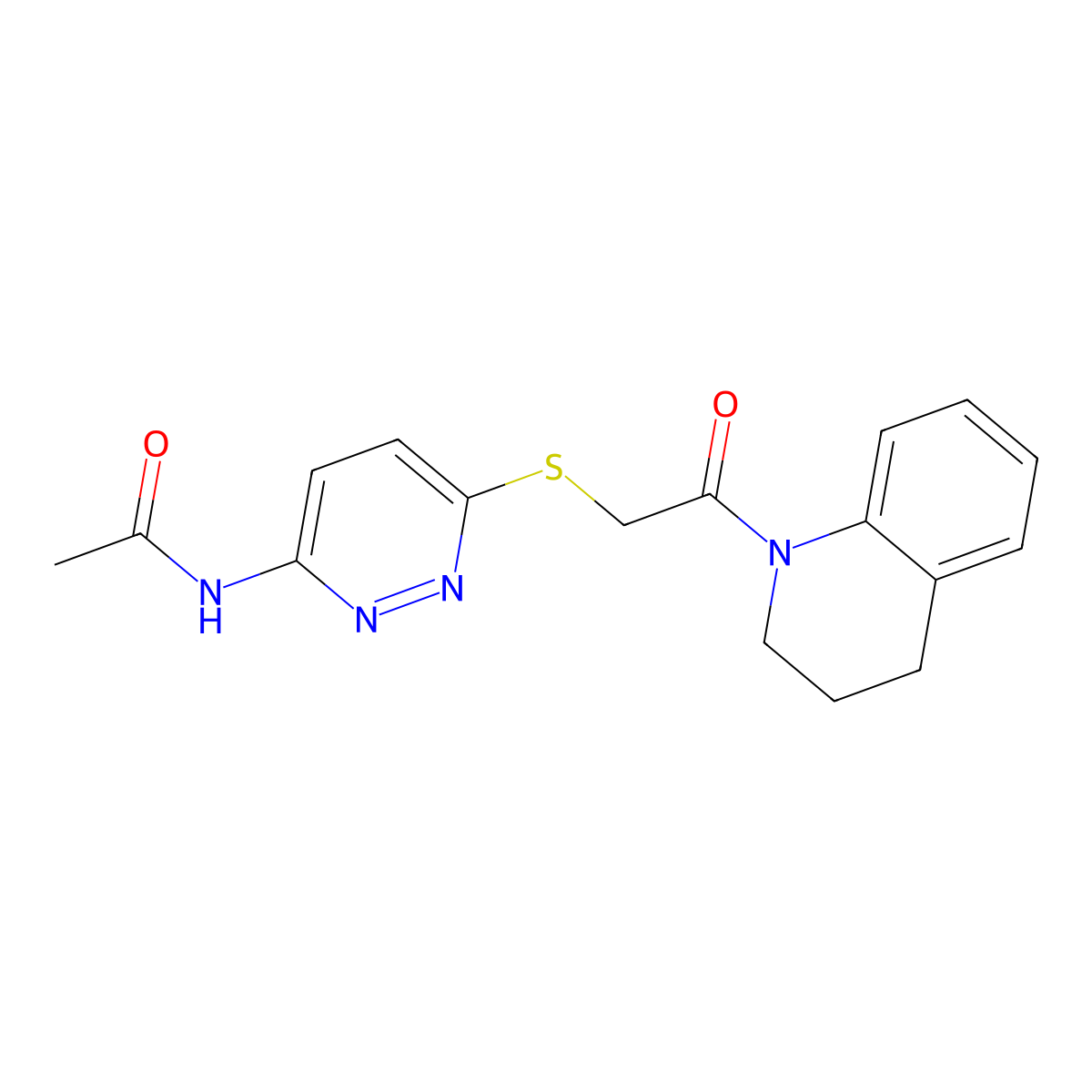 N-(6-((2-(3,4-dihydroquinolin-1(2H)-yl)-2-oxoethyl)thio)pyridazin-3-yl)acetamide molecular structure, CAS 1021056-94-9