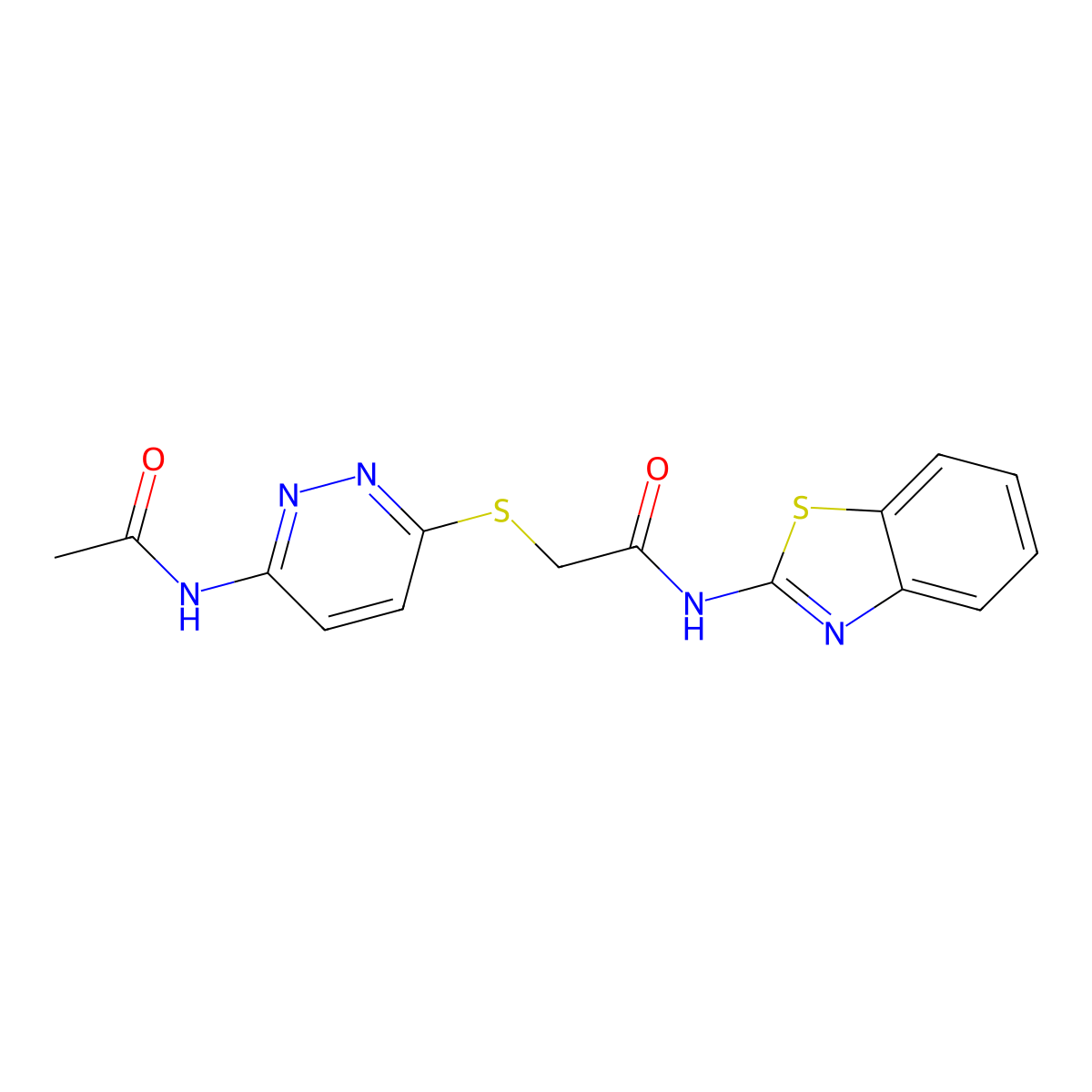 2-((6-acetamidopyridazin-3-yl)thio)-N-(benzo[d]thiazol-2-yl)acetamide molecular structure, CAS 1021056-96-1