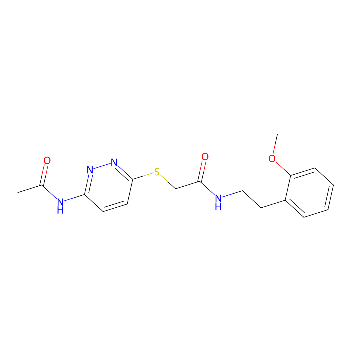 2-((6-acetamidopyridazin-3-yl)thio)-N-(2-methoxyphenethyl)acetamide molecular structure, CAS 1021057-00-0
