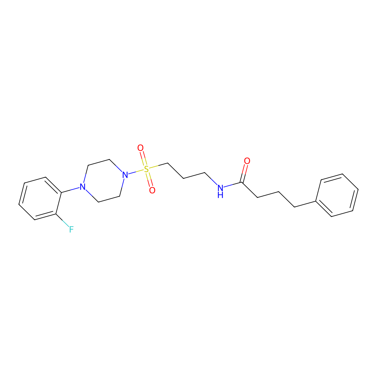 N-(3-((4-(2-fluorophenyl)piperazin-1-yl)sulfonyl)propyl)-4-phenylbutanamide molecular structure, CAS 1021058-63-8