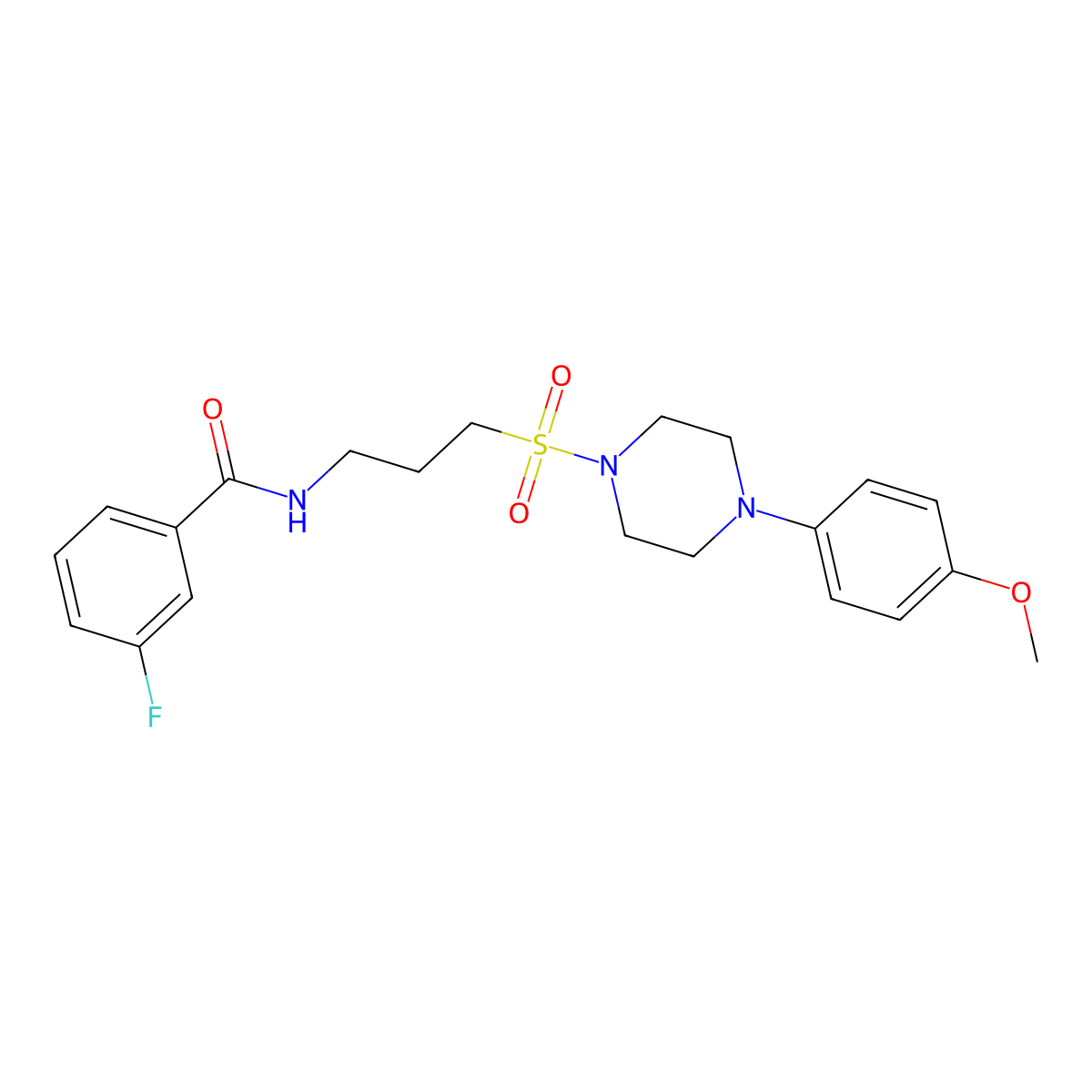 3-fluoro-N-(3-((4-(4-methoxyphenyl)piperazin-1-yl)sulfonyl)propyl)benzamide molecular structure, CAS 1021058-69-4