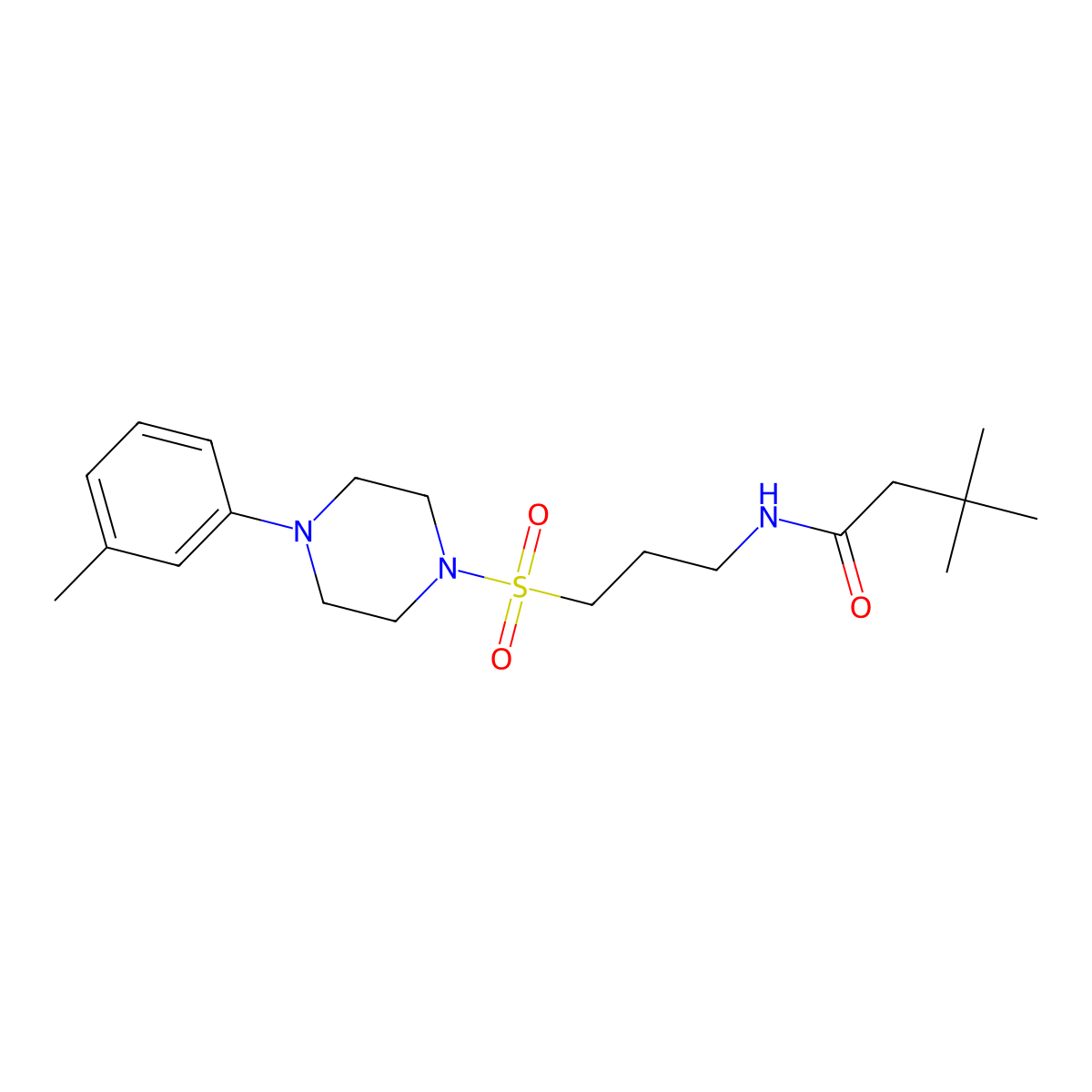 3,3-dimethyl-N-(3-((4-(m-tolyl)piperazin-1-yl)sulfonyl)propyl)butanamide molecular structure, CAS 1021058-73-0
