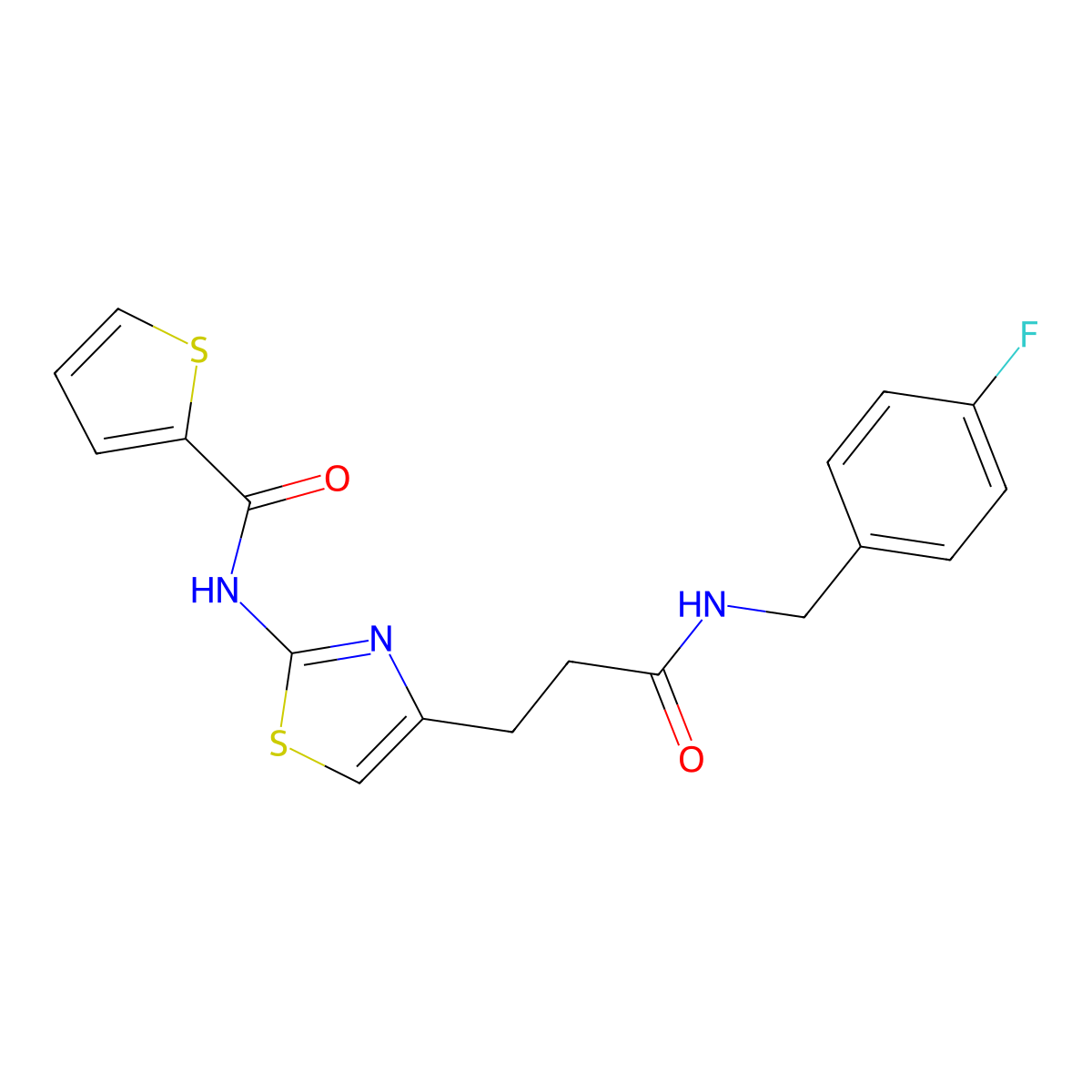 N-(4-(3-((4-fluorobenzyl)amino)-3-oxopropyl)thiazol-2-yl)thiophene-2-carboxamide molecular structure, CAS 1021058-91-2