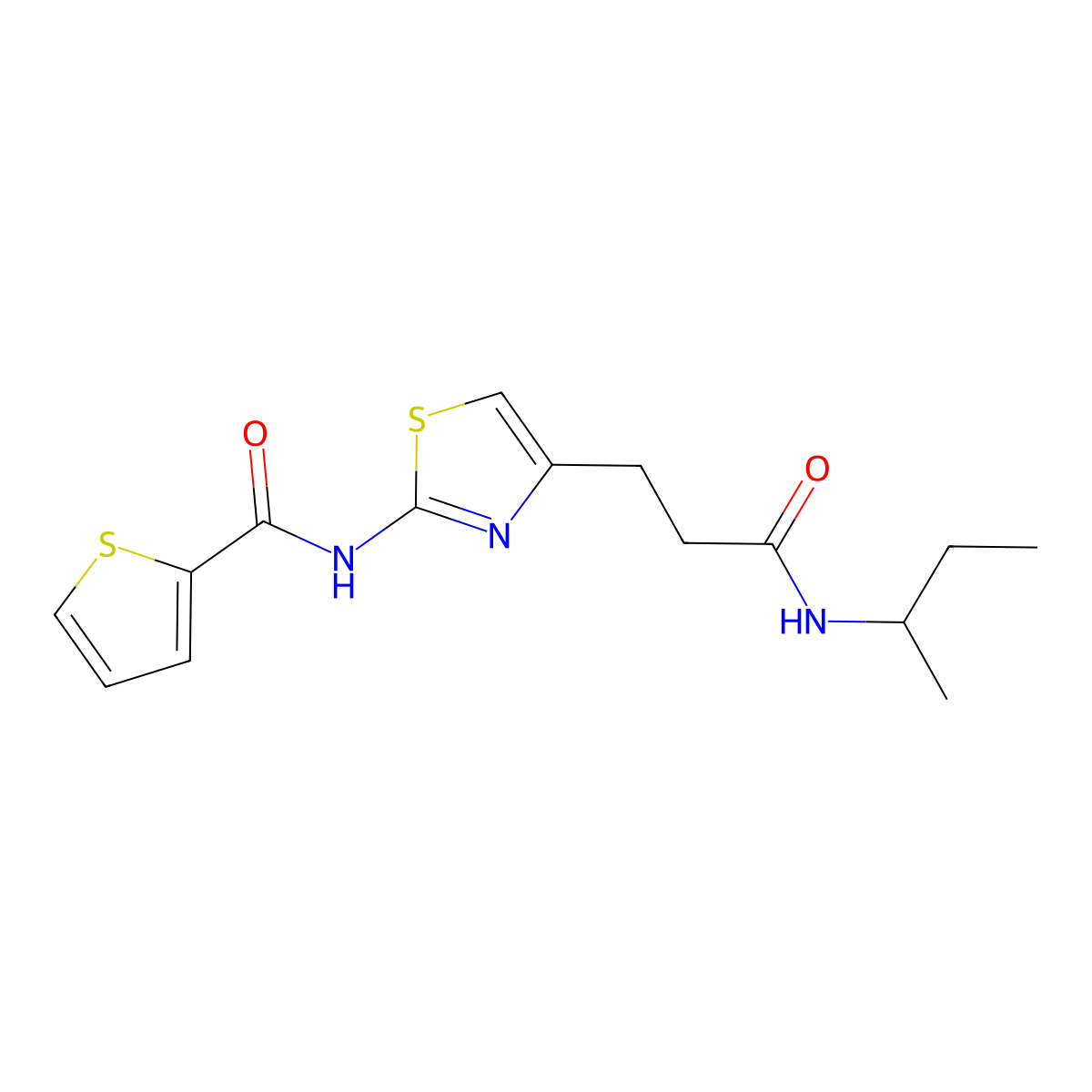 N-(4-(3-(sec-butylamino)-3-oxopropyl)thiazol-2-yl)thiophene-2-carboxamide molecular structure, CAS 1021059-03-9