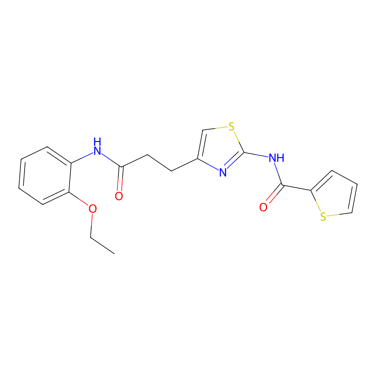N-(4-(3-((2-ethoxyphenyl)amino)-3-oxopropyl)thiazol-2-yl)thiophene-2-carboxamide molecular structure, CAS 1021059-07-3
