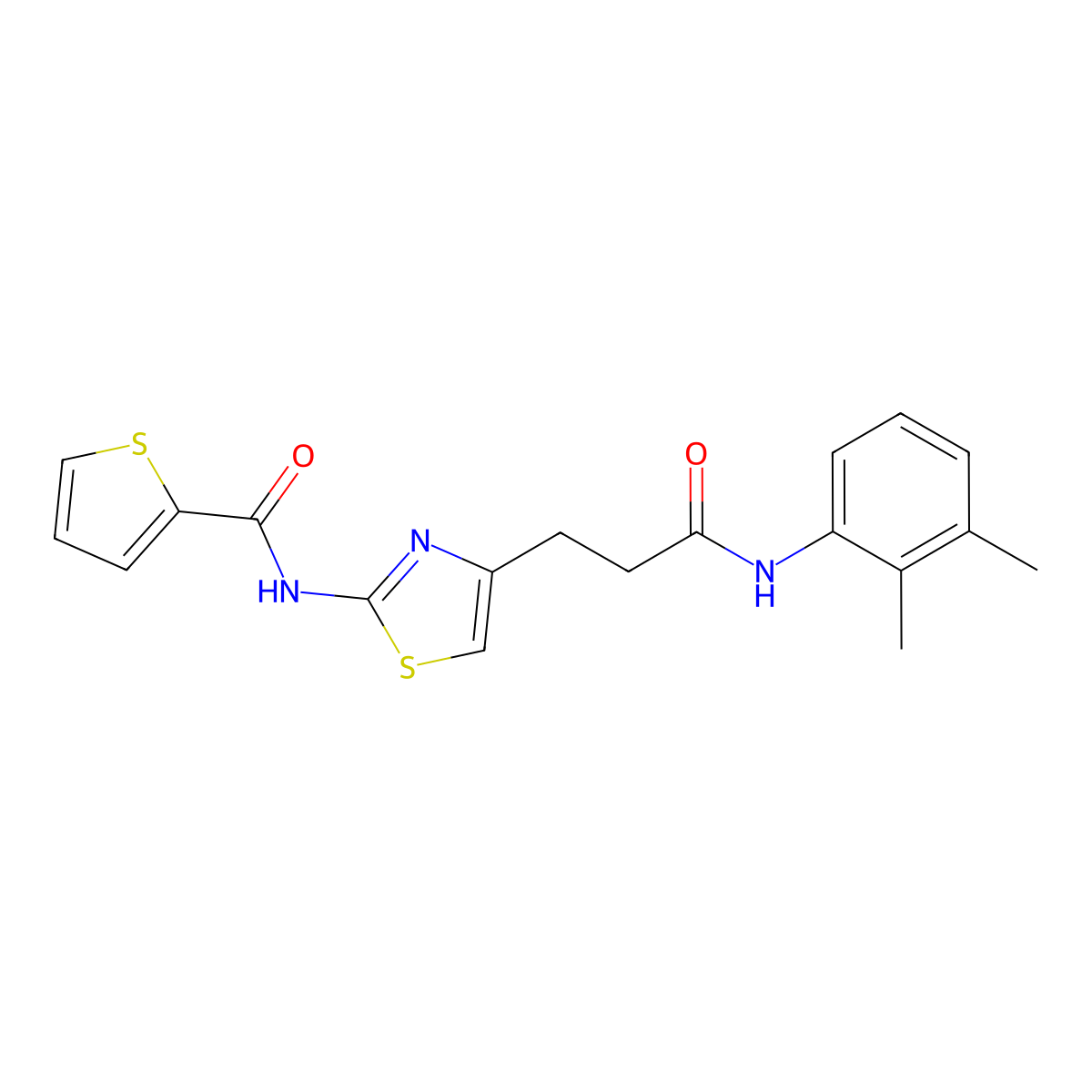 N-(4-(3-((2,3-dimethylphenyl)amino)-3-oxopropyl)thiazol-2-yl)thiophene-2-carboxamide molecular structure, CAS 1021059-09-5