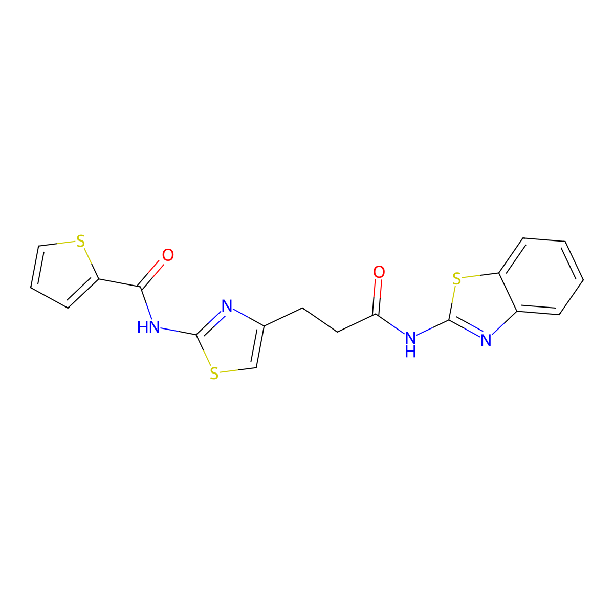 N-(4-(3-(benzo[d]thiazol-2-ylamino)-3-oxopropyl)thiazol-2-yl)thiophene-2-carboxamide molecular structure, CAS 1021059-10-8