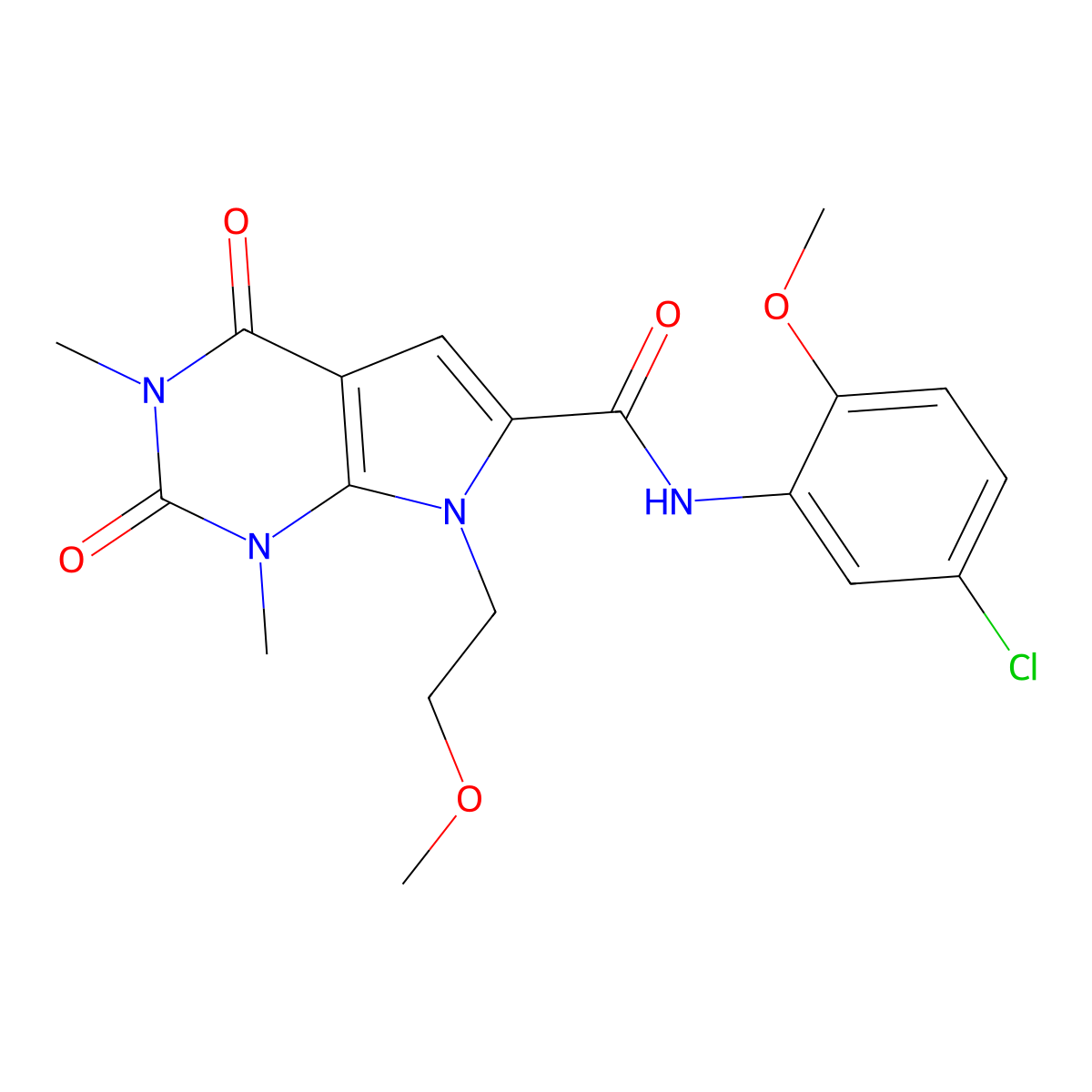 N-(5-chloro-2-methoxyphenyl)-7-(2-methoxyethyl)-1,3-dimethyl-2,4-dioxo-2,3,4,7-tetrahydro-1H-pyrrolo[2,3-d]pyrimidine-6-carboxamide molecular structure, CAS 1021059-29-9