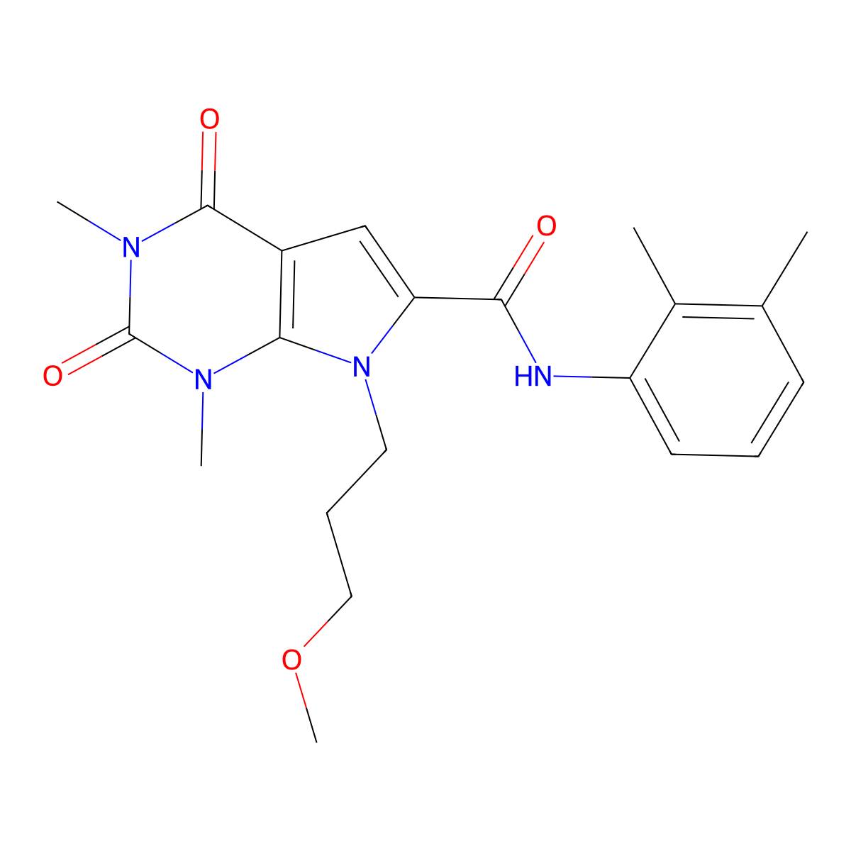 N-(2,3-dimethylphenyl)-7-(3-methoxypropyl)-1,3-dimethyl-2,4-dioxo-1H,2H,3H,4H,7H-pyrrolo[2,3-d]pyrimidine-6-carboxamide molecular structure, CAS 1021059-41-5