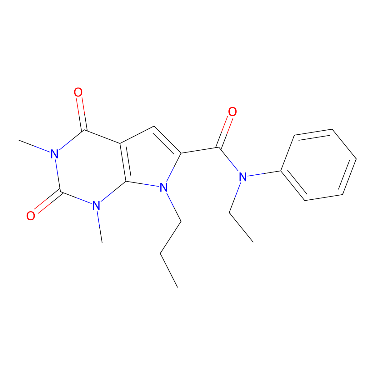 N-ethyl-1,3-dimethyl-2,4-dioxo-N-phenyl-7-propyl-2,3,4,7-tetrahydro-1H-pyrrolo[2,3-d]pyrimidine-6-carboxamide molecular structure, CAS 1021059-48-2