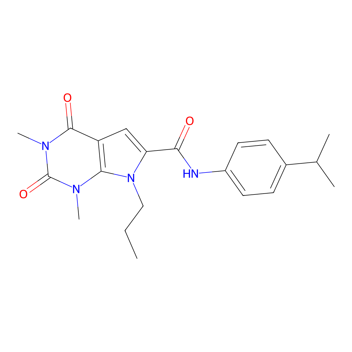 N-(4-isopropylphenyl)-1,3-dimethyl-2,4-dioxo-7-propyl-2,3,4,7-tetrahydro-1H-pyrrolo[2,3-d]pyrimidine-6-carboxamide molecular structure, CAS 1021059-50-6