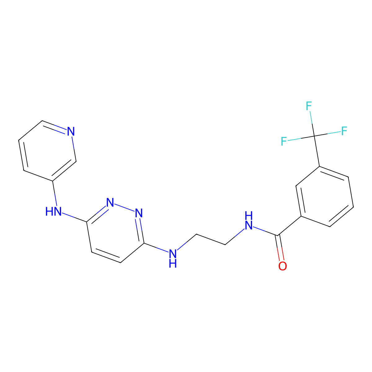 N-(2-((6-(pyridin-3-ylamino)pyridazin-3-yl)amino)ethyl)-3-(trifluoromethyl)benzamide molecular structure, CAS 1021059-61-9