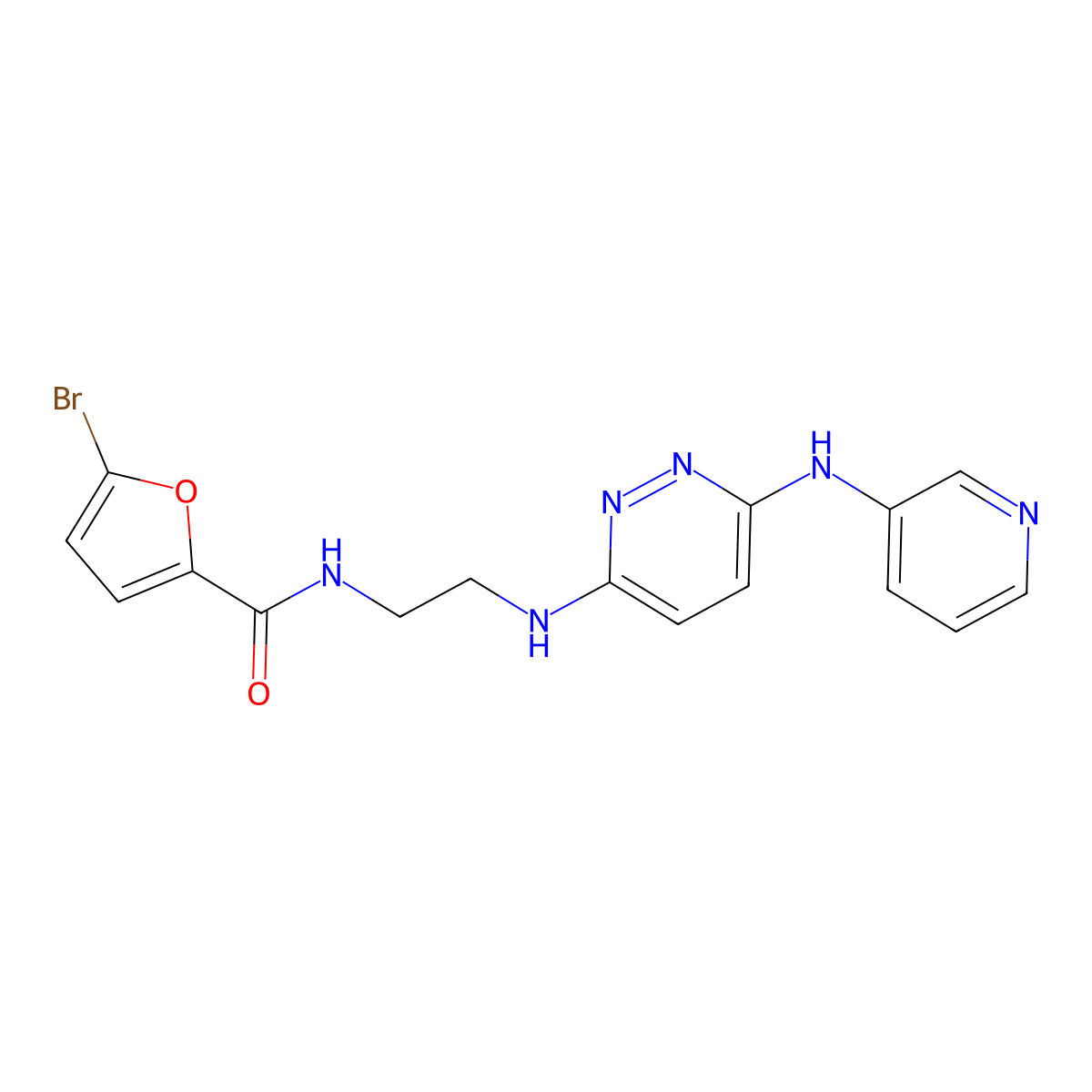 5-bromo-N-(2-((6-(pyridin-3-ylamino)pyridazin-3-yl)amino)ethyl)furan-2-carboxamide molecular structure, CAS 1021059-63-1
