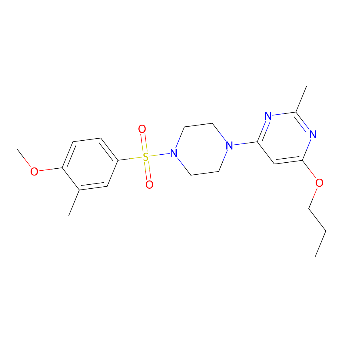 4-(4-((4-Methoxy-3-methylphenyl)sulfonyl)piperazin-1-yl)-2-methyl-6-propoxypyrimidine molecular structure, CAS 1021059-65-3