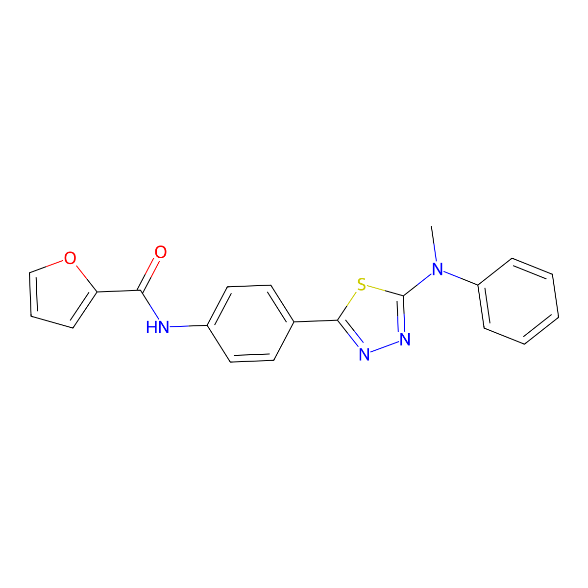 N-(4-(5-(methyl(phenyl)amino)-1,3,4-thiadiazol-2-yl)phenyl)furan-2-carboxamide molecular structure, CAS 1021059-66-4