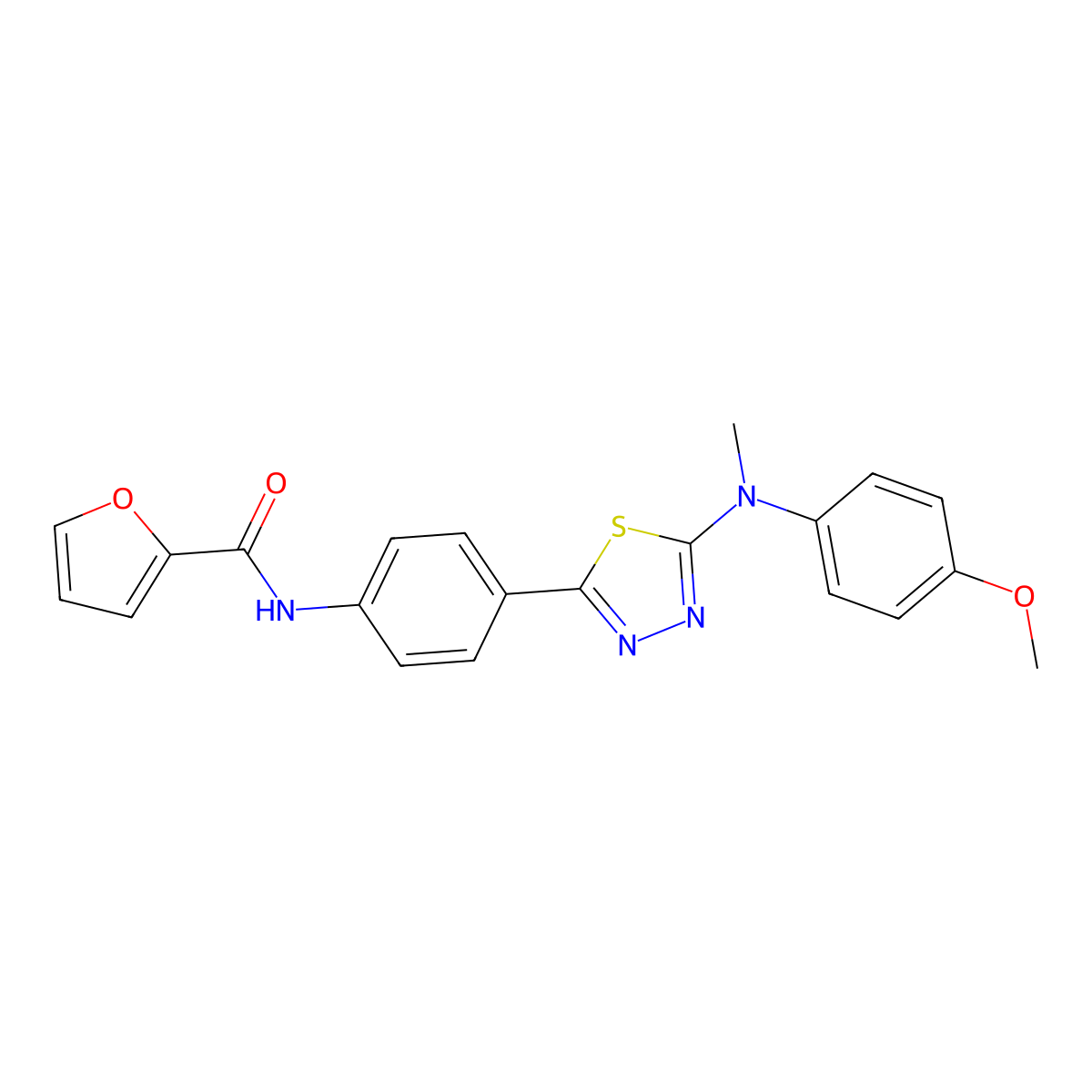 N-(4-(5-((4-methoxyphenyl)(methyl)amino)-1,3,4-thiadiazol-2-yl)phenyl)furan-2-carboxamide molecular structure, CAS 1021059-70-0