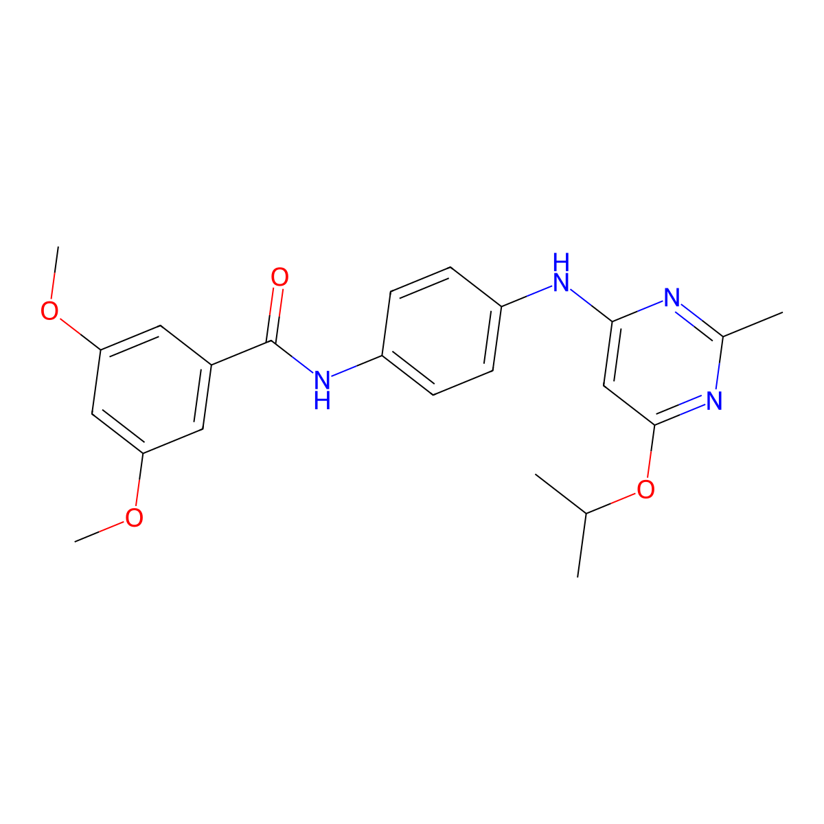 N-(4-((6-isopropoxy-2-methylpyrimidin-4-yl)amino)phenyl)-3,5-dimethoxybenzamide molecular structure, CAS 1021059-77-7
