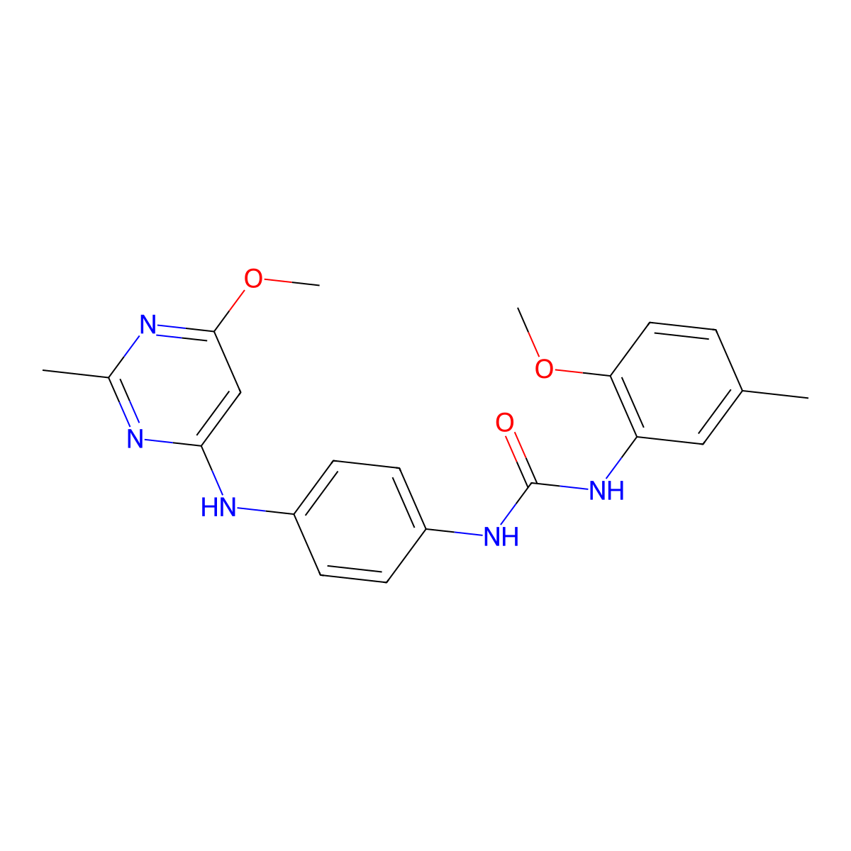 1-(4-((6-Methoxy-2-methylpyrimidin-4-yl)amino)phenyl)-3-(2-methoxy-5-methylphenyl)urea molecular structure, CAS 1021059-83-5