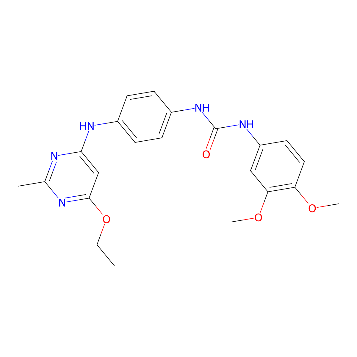 1-(3,4-Dimethoxyphenyl)-3-(4-((6-ethoxy-2-methylpyrimidin-4-yl)amino)phenyl)urea molecular structure, CAS 1021059-86-8
