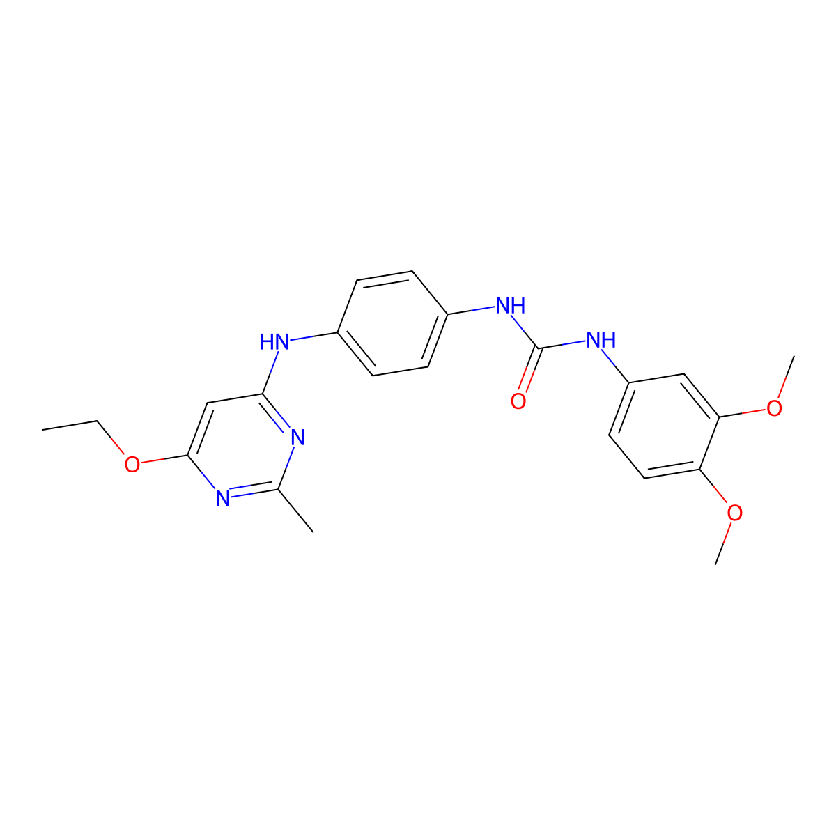 1-(3,4-Dimethoxyphenyl)-3-(4-((6-ethoxy-2-methylpyrimidin-4-yl)amino)phenyl)urea molecular structure, CAS 1021059-86-8
