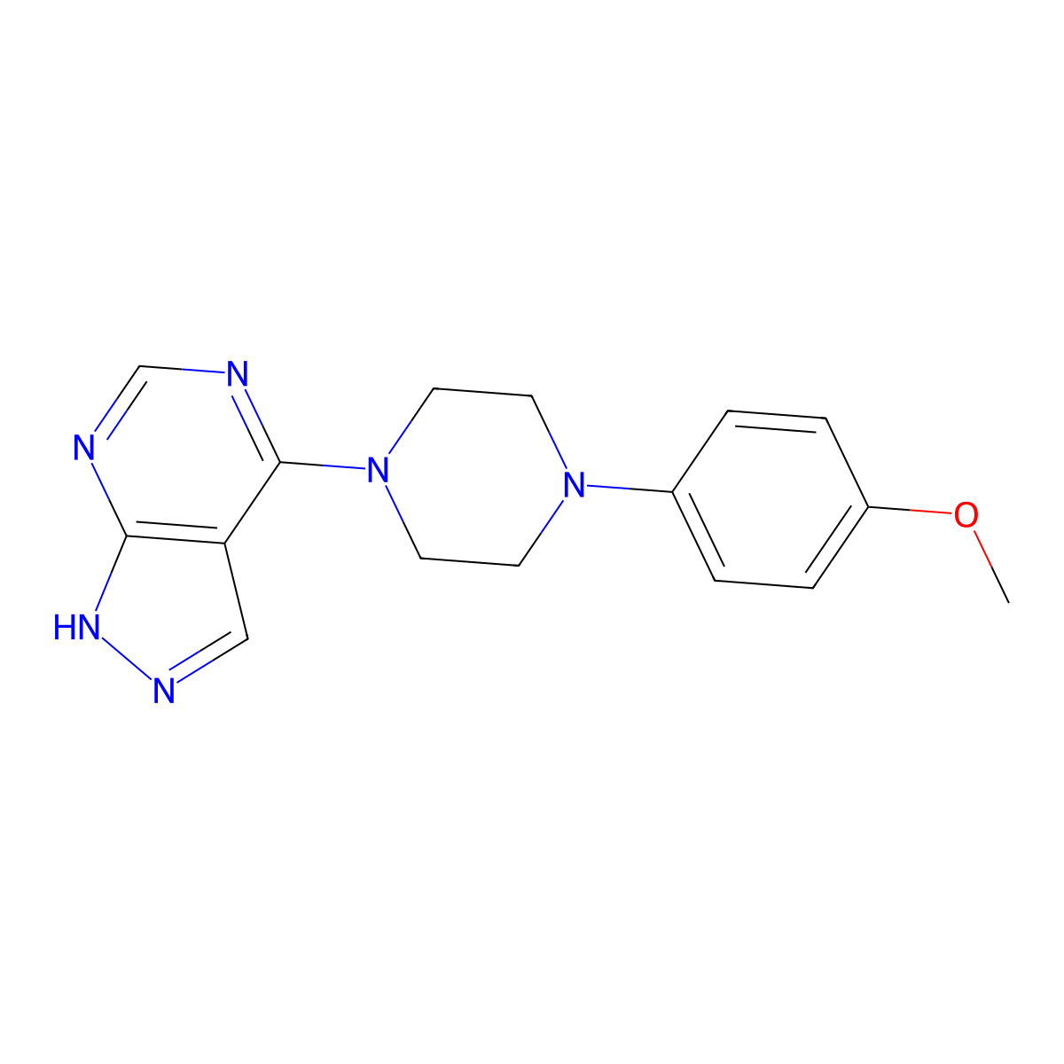 4-(4-(4-methoxyphenyl)piperazin-1-yl)-1H-pyrazolo[3,4-d]pyrimidine molecular structure, CAS 1021059-88-0