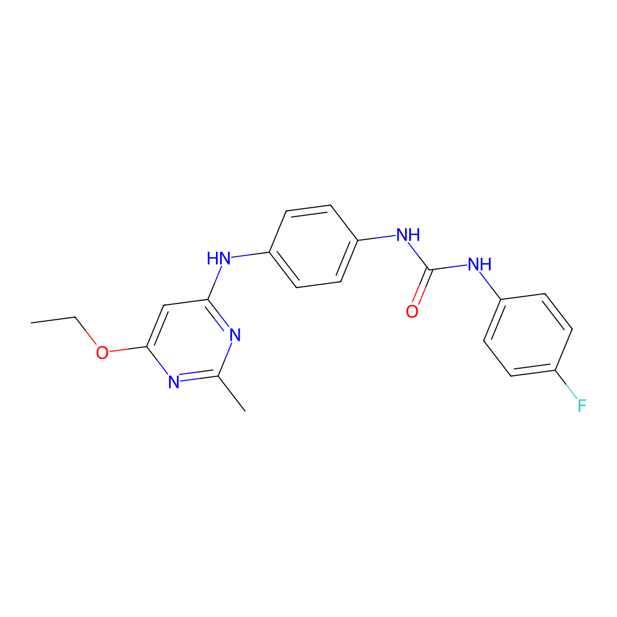 1-(4-((6-Ethoxy-2-methylpyrimidin-4-yl)amino)phenyl)-3-(4-fluorophenyl)urea molecular structure, CAS 1021059-93-7