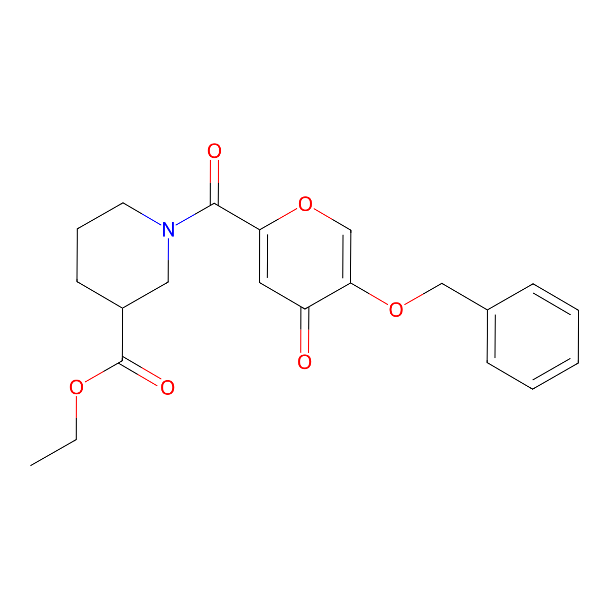 ethyl 1-(5-(benzyloxy)-4-oxo-4H-pyran-2-carbonyl)piperidine-3-carboxylate molecular structure, CAS 1021059-98-2