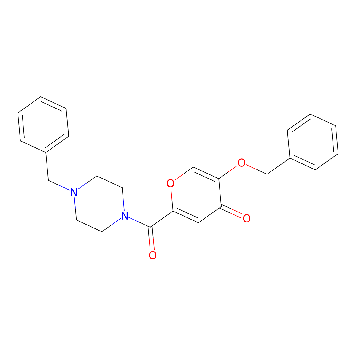 5-(benzyloxy)-2-(4-benzylpiperazine-1-carbonyl)-4H-pyran-4-one molecular structure, CAS 1021060-01-4